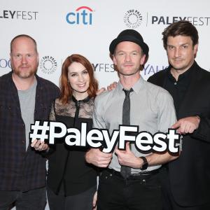 Neil Patrick Harris, Nathan Fillion, Joss Whedon and Felicia Day at event of Dr. Horrible's Sing-Along Blog (2008)