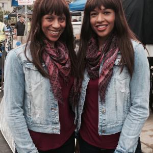 Petra Sprecher & Kali Hawk on set of Fifty Shades Of Black (2016). Pic approved for posting by producers.