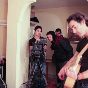 John Fortson plays guitar starring as Ryan Mercer in the 2012 film Motel Blues by Director Noah Benezra. DP Shumpei Nagami