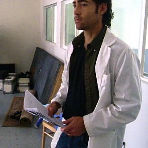 John Fortson prepping as Dr. Wise in the film Beyond