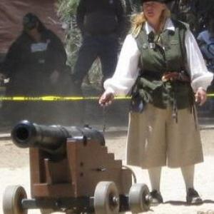 Patented recoiling 6lb replica cannon being fired by Anne Bonney