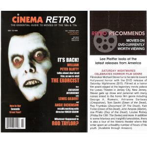 Cinema Retro magazine hardcopy review for Saturday Nightmares The Movie!