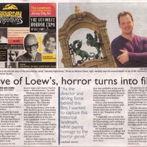 Feature coverstory in The Jersey Journal for Saturday Nightmares The Movie!