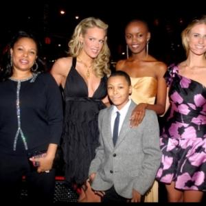 From left to right Justine Simmons Heidi Albertsen Russell Russy Simmons II Miss Tanzania Flaviana Matata and Julie Henderson attending the annual Life Project for Africa fundraiser gala November 2010 in New York City New York City