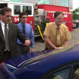 Still of Steve Carell, Rainn Wilson and B.J. Novak in The Office (2005)