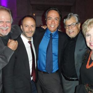Tom Ormeny David Fraioli Luca Rodrigues Vincent Guastaferro and Maria Gobetti celebrating the nomination of On The Money  for Best Revival of the Year at the Stage Raw Awards April 2015