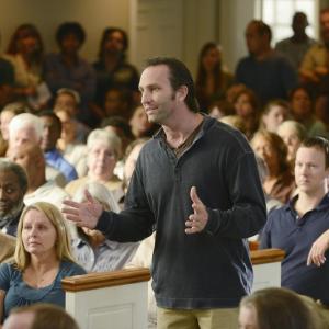 Still of James Tupper Eric Ward Kevin Sizemore and Kathleen Munroe in Resurrection 2014
