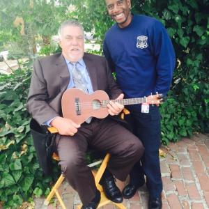 Reggie Gaskins & Bruce McGill during taping of Rizzoli & Isles