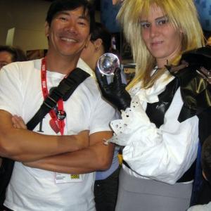 Craig Lew at Comic Con with a David Bowie Labyrinth Cosplayer