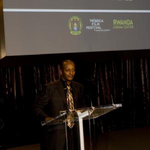 Eric presenting Rwanda Cinema Centre at Tribeca Exchange Program. Gala Night