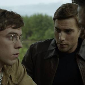 Still of Connor Price Dustin Milligan and Warren Brown in X Company 2015