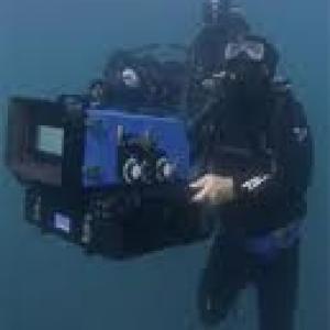 D.J. Roller Filming 3D Underwater for Wild Ocean IMAX During Sardine Run Kwazulu-Natal, South Africa