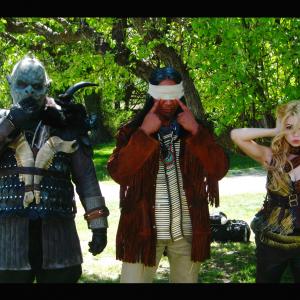 On-the-Set: Having serious fun with actors Adam Johnson (L), and Masiela Lusha (R) on the set of ORC WARS.