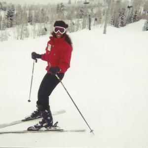 Carol skiing on Butter Milk Mountain in Aspen