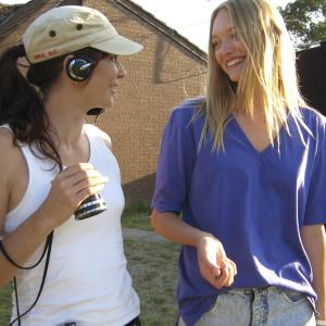 Elissa Down and Gemma Ward on the set of 