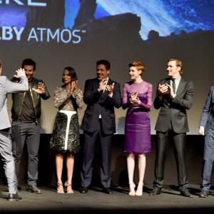 Benicio Del Toro, Bradley Cooper, Chris Pratt, Zoe Saldana, Lee Pace and Karen Gillan at event of Galaktikos sergetojai (2014)
