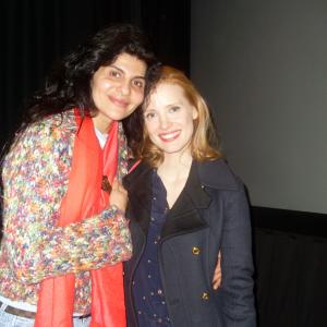 Naz Homa with actressProducer Jessica Chastain