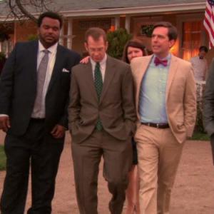 Still of Paul Lieberstein Craig Robinson and Ed Helms in The Office 2005