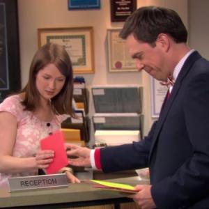 Still of Ed Helms and Ellie Kemper in The Office 2005