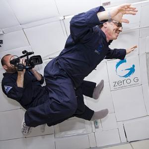 Barry Ptolemy films Ray Kurzweil on a Zero Gravity flight for Transcendent Man
