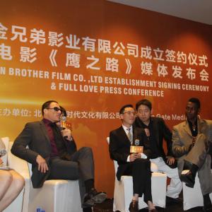 WriterDirector of FULL LOVE JeanClaude Van Damme L and costar Josef Cannon R  Press Conference following World Premiere in Shanghai China 2014