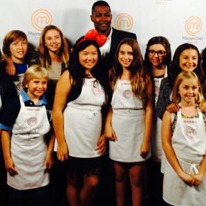 Josef Cannon  Master Chef Junior Finale with finalist Dora and rest of the young Chefs in Marina Del Rey California