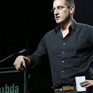 Matt Checkowski speaking on stage at PromaxBDA 2014