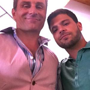Peter Arpesella and Jerry Ferrara on the set of THINK LIKE A MAN