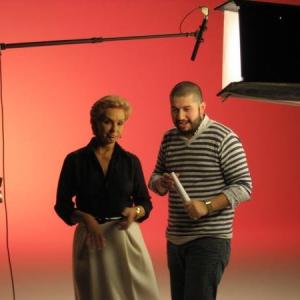 On set, directing fashion icon Carolina Herrera for Sony Ser.