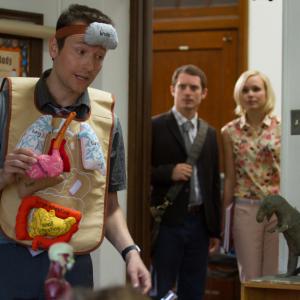 Still of Elijah Wood, Alison Pill and Leigh Whannell in Cooties (2014)