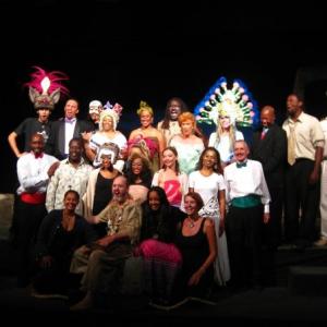 Full cast and crew for The Tempest 2009 - Shakespeare in Paradise Festival. Co-Director Patti-Anne Ali seated up front centre with co-director Craig Pinder.