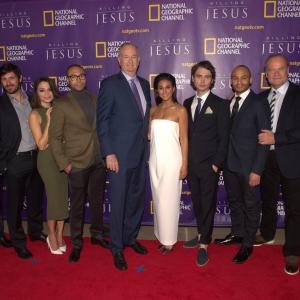 KILLING JESUS Cast with Bill OReilly on Red Carpet at premiere of Killing Jesus New York at the Lincoln Centre