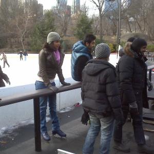 Central Park, NYC on the set of Anjaana, Anjaani. Priyanka Chopra and Rambir Kapoor.