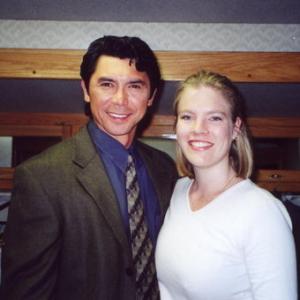 Martha with Lou Diamond Phillips at basecamp while visiting the set of MALEVOLENT