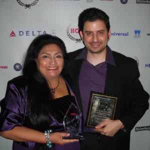 2012 HOLA Award, 40 years in the industry, with Marco Antonio Rodriguez, La Luz de un Cigarrillo's playwright.