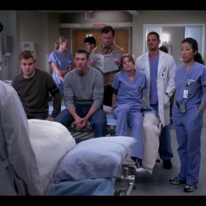 Tommy Dewey, Ellen Pompeo, Justin Chambers and Sandra Oh in Grey's Anatomy