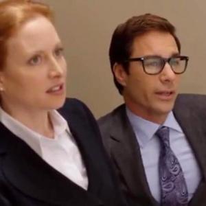 Tamsen McDonough and Eric McCormack on the set of Who is Clark Rockefeller?