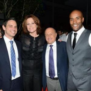 Greg Berlanti, Sigourney Weaver, Laurence Mark, and LaMonica Garrett at the Political Animals premiere screening at the Morgan Library and Museum in New York City.
