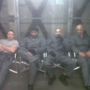 Me as Majid on set of BBC INSIDE MEN with from left to right Warren BrownGreg Chillin and Joe Malik 2011