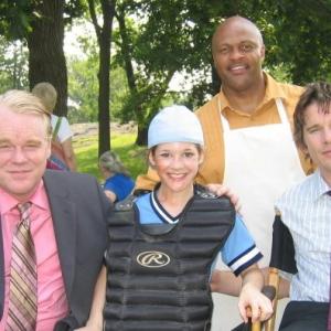 Guy A Fortt with Phillip Seymore Hoffman Ethan Hawke on the set of Before the devil knows your dead