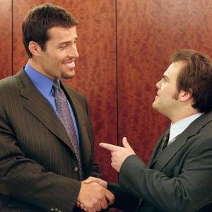 Hal (Jack Black, right) has a life-altering encounter with self-help guru Tony Robbins.