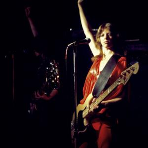 The Runaways (Jackie Fox) performing at CBGB in New York City on August 2, 1976