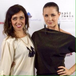 Violet Smith (right) on the red carpet with her Pink Clubhouse Productions partner Katie Oliver for the Reel Talk Launch Party.