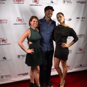 Violet Smith (right) on the red carpet with Matthew Prater and Genevieve Gearheart for the Reel Talk Launch Party.