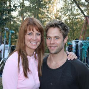 Anne Hawthorne Shaun Sipos on set of Heart of the Country