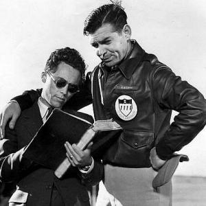 Photo of Carl Major Roup with Clark Gable filming Test Pilot in 38