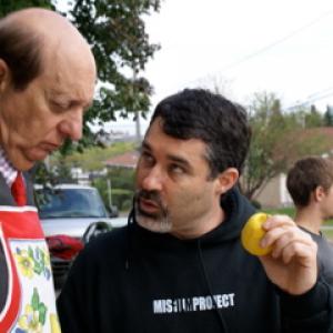 Actor Basil Hoffman with Director Lee Chambers on the set of When Life Gives You Lemons