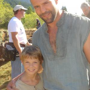 Jason Statham Colin Ford On the set of In the Name of the King: A Dungeon Siege Tale