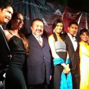 left to right actors Harold Torres, Veronica Falcon, Jose Sefami, Sonia Couoh, Tenoch Huerta & Kristyan Ferrer at Mexico´s premiere of 
