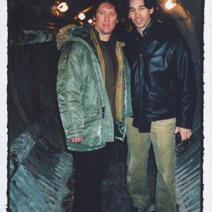Director Ron Krauss with actor James Spader on the set of 